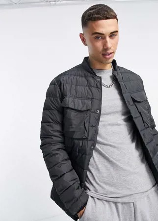 Темно-серый стеганый бомбер Jack & Jones Core