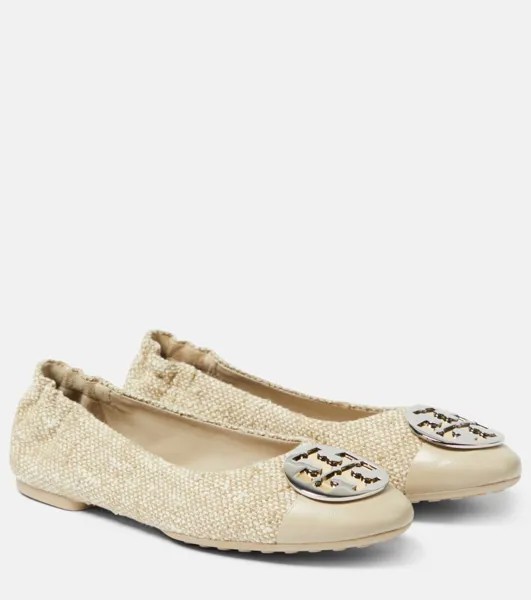 Твидовые балетки Claire Tory Burch, бежевый