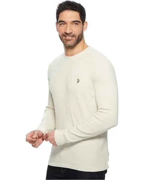 Рубашка U.S. POLO ASSN. Long Sleeve Crew Neck Solid Thermal Shirt, цвет Oatmeal Heather