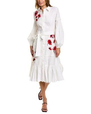 Платье-рубашка с пышными рукавами Carolina Herrera женское белое 10