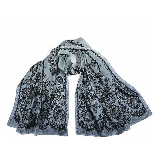 RC1403-1-Blue Шарф жен. 100%шелк 65х195