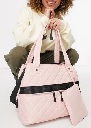Розовая стеганая сумка-тоут с двумя карманами и кошельком на молнии Steve Madden-Розовый цвет