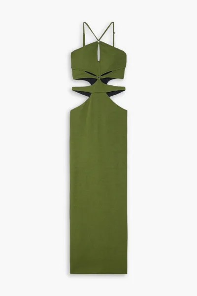 Платье макси эластичной вязки с вырезом звездочки Patbo, цвет Leaf green