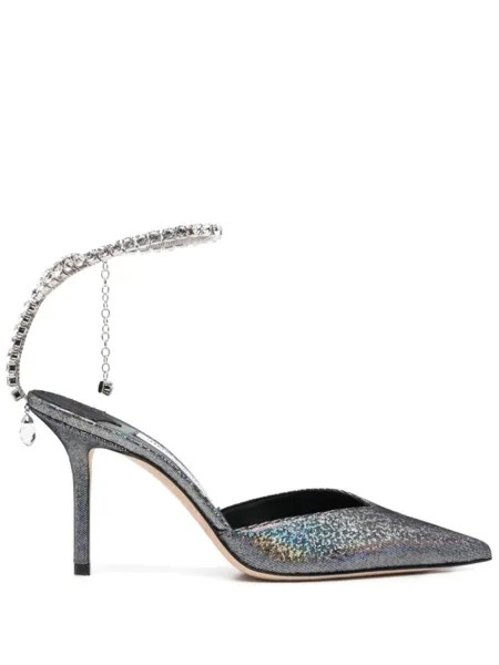 Jimmy Choo туфли Saeda 85 с кристаллами, серебристый