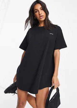 Платье-футболка в стиле oversized с надписью Night Addict-Черный