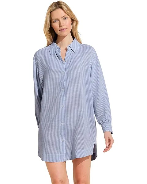 Ночная рубашка Eberjey Nautico Sleepshirt, цвет Wedgewood Blue/White