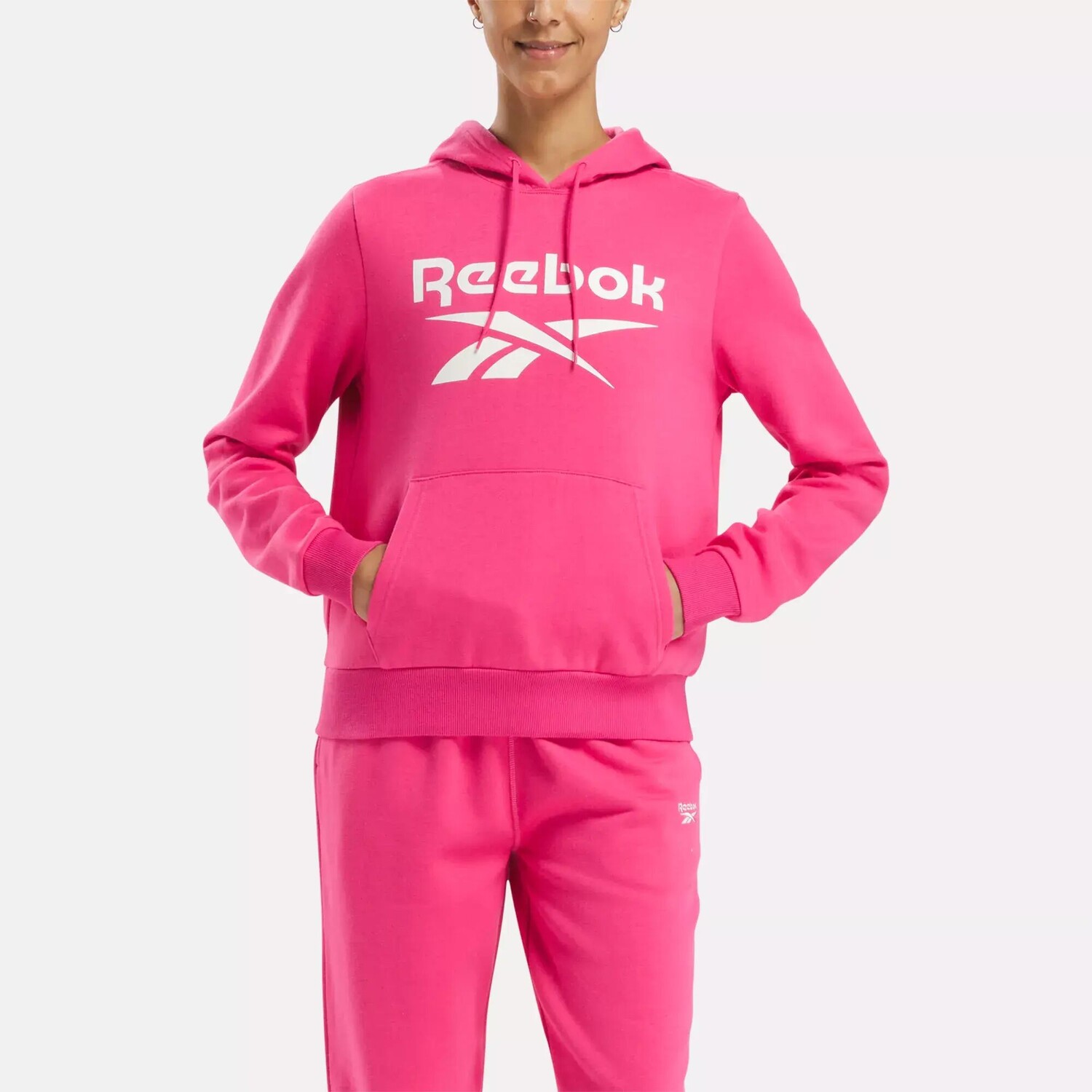 Флисовая худи Identity с большим логотипом Reebok, розовый