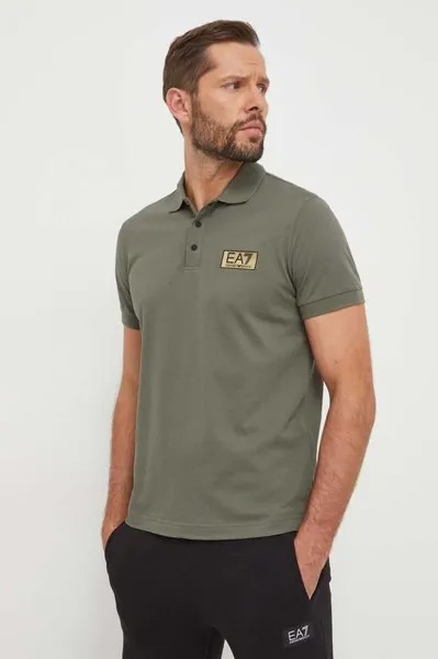 Хлопковая рубашка-поло EA7 Emporio Armani, зеленый