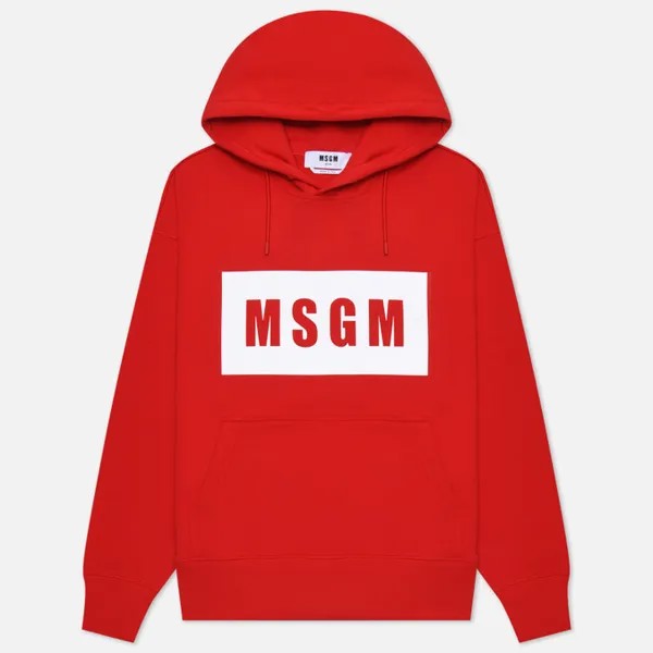 Мужская толстовка MSGM Box Maxilogo Unbrushed Hoodie красный, Размер XL