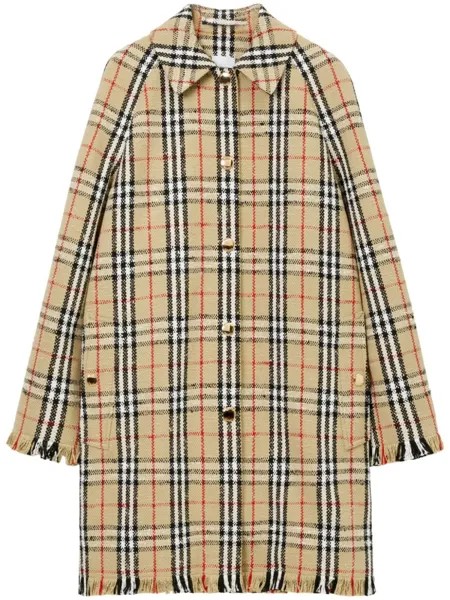 Burberry клетчатый плащ из букле, нейтральный цвет