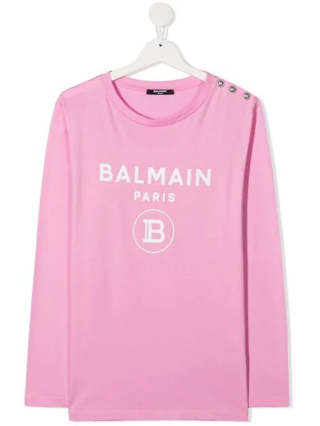 Balmain Kids топ с длинными рукавами и логотипом