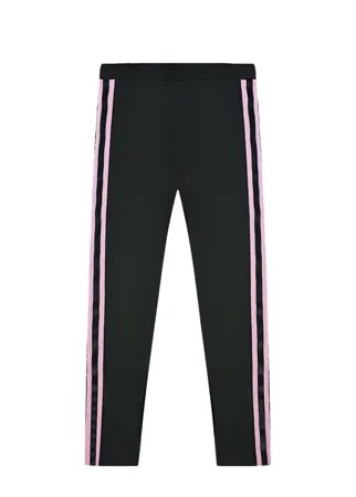 Черные леггинсы с розовыми лампасами Moncler