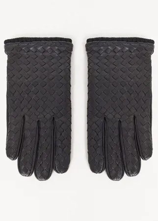 Черные кожаные перчатки для вождения с фактурной отделкой ASOS DESIGN-Черный цвет