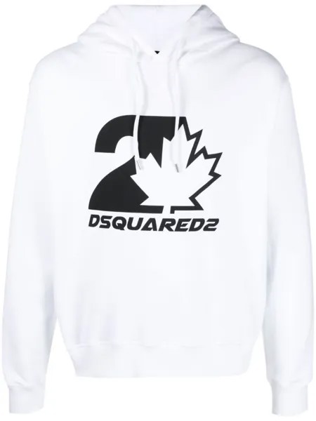 Dsquared2 logo-print drawstring hoodie, белый