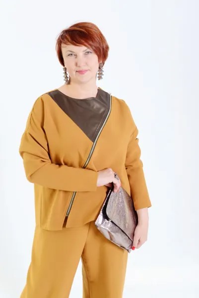 Свитшот женский Миллена Шарм OverSize 46558 оранжевый 50-56