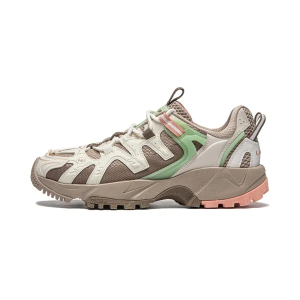 Кроссовки LINING Lifestyle Shoes Women's Low-top Rock White Gray / Mushroom Brown / Laurel Green, зеленый