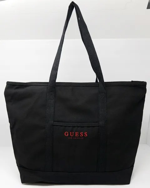НОВЫЙ GUESS, большая холщовая сумка с логотипом черного и красного цвета, сумка-шопер, кошелек, спортивная сумка