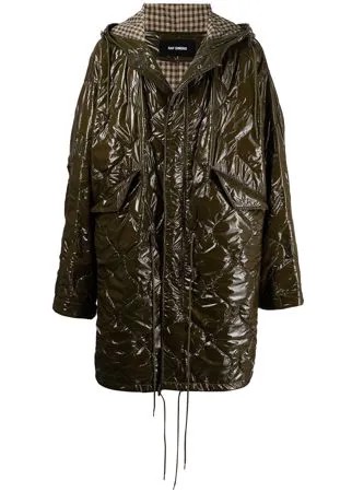 Raf Simons плащ с жатым эффектом и капюшоном