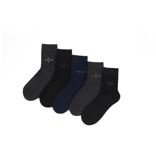 Носки S-Family, 5 пар, 5 уп., размер 41-44, синий, черный, серый