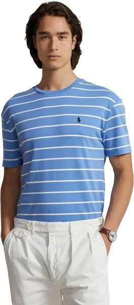 Полосатая футболка классического кроя из мягкого хлопка Polo Ralph Lauren, цвет Summer Blue/White
