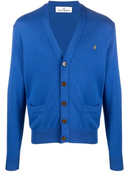 Vivienne Westwood кардиган с V-образным вырезом и вышивкой Orb, синий