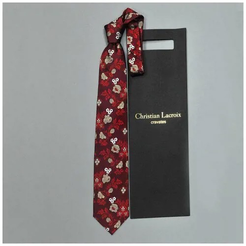 Красивый бордовый галстук в цветочек Christian Lacroix 836360