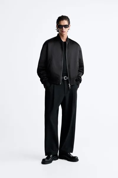 Техническая куртка-бомбер ZARA, черный