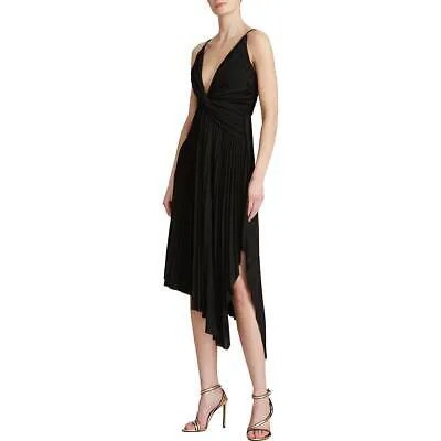 Женское черное вечернее платье Halston со складками спереди 2 BHFO 3805