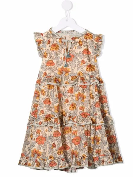 ZIMMERMANN Kids ярусное платье с цветочным принтом