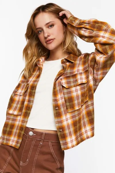 Рубашка в клетку с заниженными рукавами Forever 21