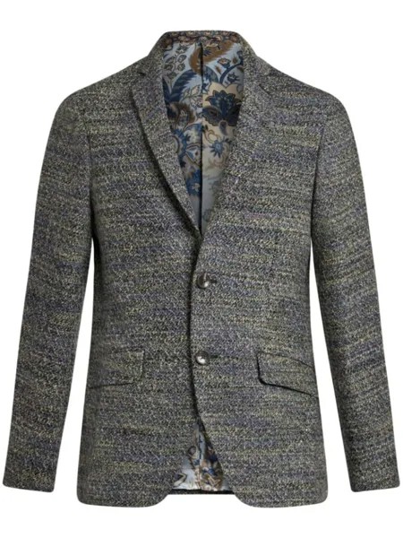 ETRO шерстяной однобортный пиджак, синий