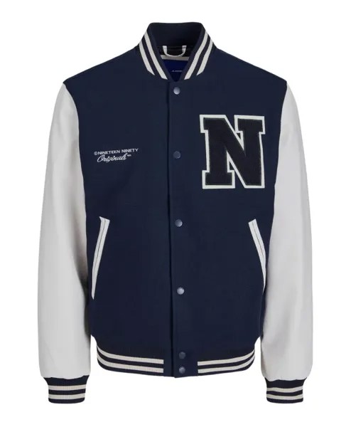Бомбер со вставками College Jack & Jones, синий