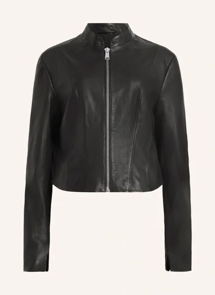 Кожаная куртка садлер Allsaints, черный