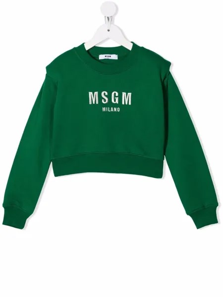 MSGM Kids толстовка с круглым вырезом и логотипом