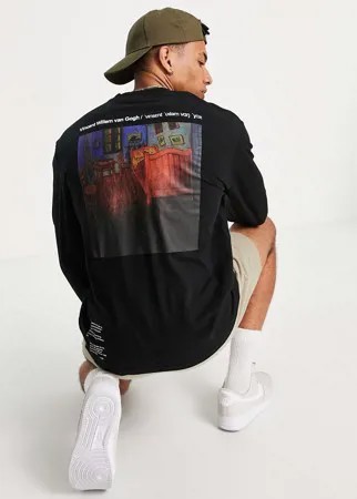 Черный лонгслив с надписью Topman