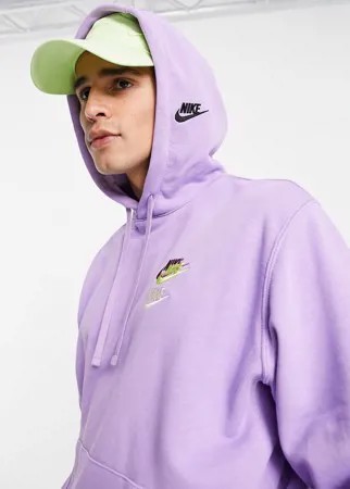 Сиреневый худи с логотипами разных цветов Nike Essential fleece+-Фиолетовый цвет