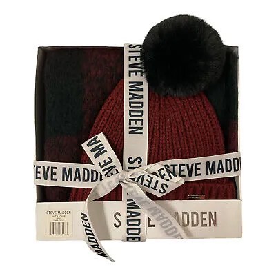 Женская шапка-бини и шарф Steve Madden (красный, OSFM)