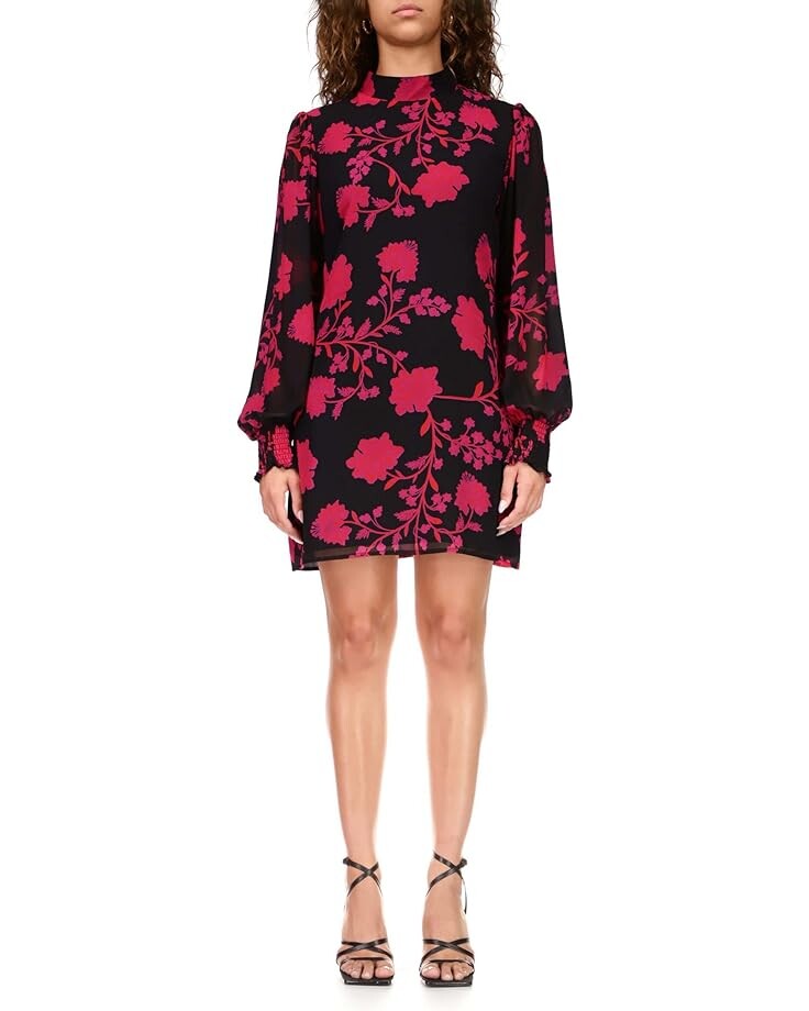 Платье Sanctuary Volume Sleeve Mock Neck, цвет Rouge Ivy