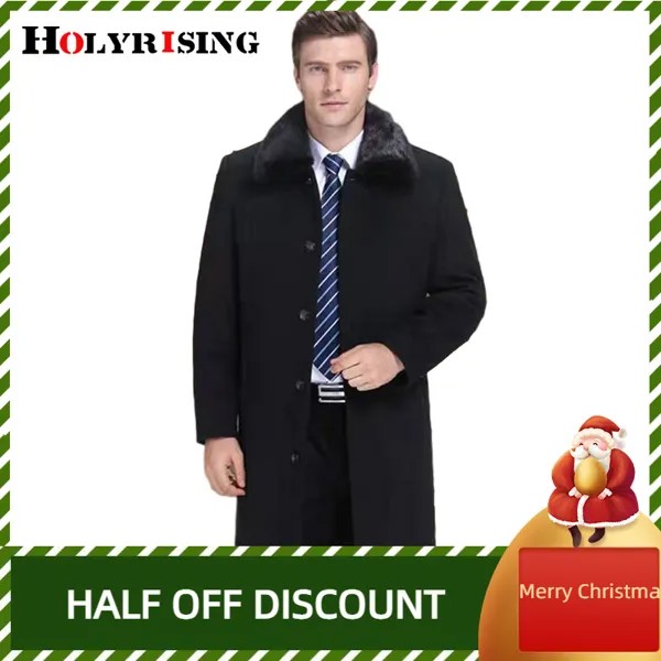 Holyrising, мужские шерстяные куртки, имитация, бархатное Норковое Пальто, шерстяное пальто, зимнее теплое пальто, мужское длинное пальто Ropa De 19396