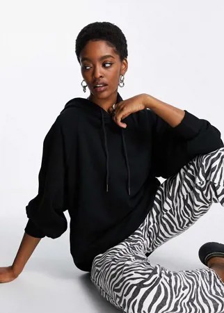 Свободный худи черного цвета Bershka-Черный цвет