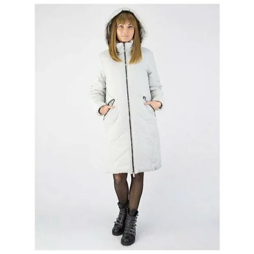 Пальто  KiS зимнее, силуэт прямой, удлиненное, размер (44)164-88-94, серый