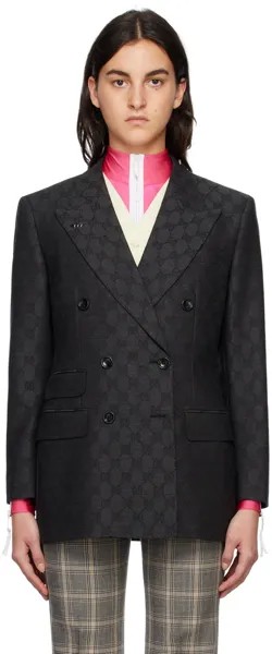 Серый жаккардовый пиджак с узором GG Gucci