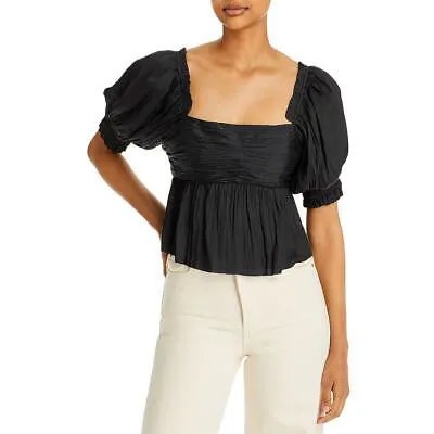 FRAME Женская плиссированная блузка с квадратным вырезом и пышными рукавами и баской BHFO 2949
