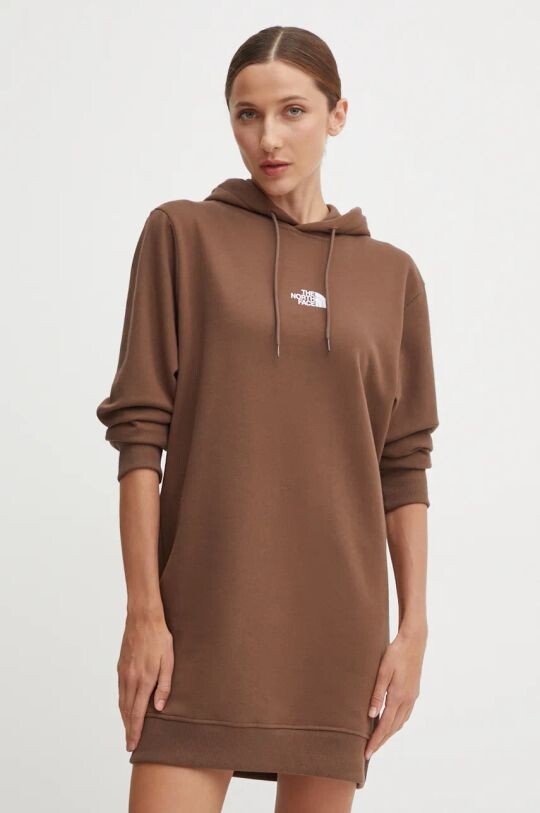 Платье Zumu Hooded Dress из хлопка The North Face, коричневый