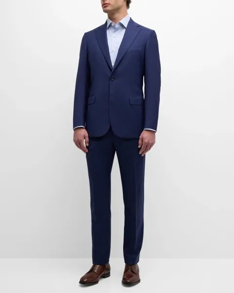 Мужской шерстяной костюм в клетку в тон Brioni, цвет Royal