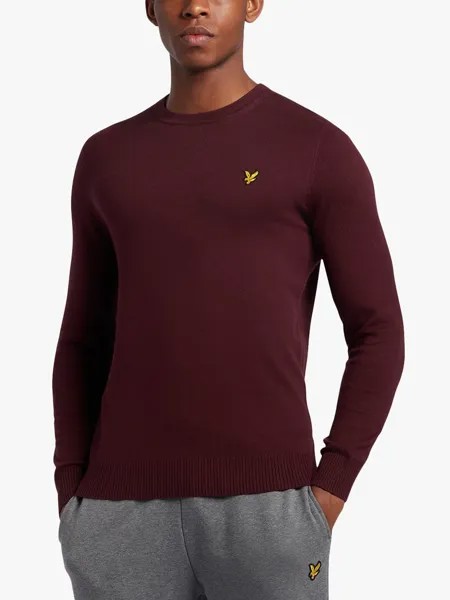 Джемпер из смесовой мериносовой шерсти Lyle & Scott с круглым вырезом, бордовый