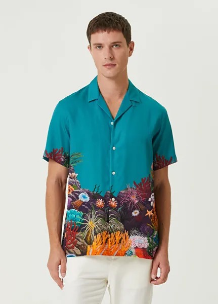 Рубашка с коротким рукавом и узором на морскую тематику Scotch & Soda, синий