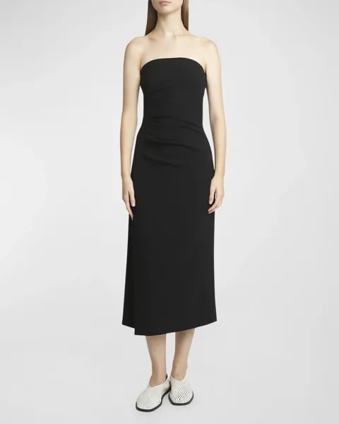 Драпированное платье миди из матового крепа без бретелек Shira Proenza Schouler, цвет Black