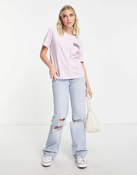 Розовая футболка со стандартным принтом Quiksilver