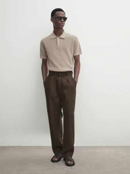 Рубашка-Поло вафельной вязки Massimo Dutti, оранжевый
